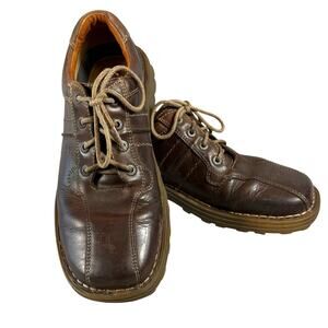 Flexi Mens Brown Leather Comfort Loafers Lace Up Size 9